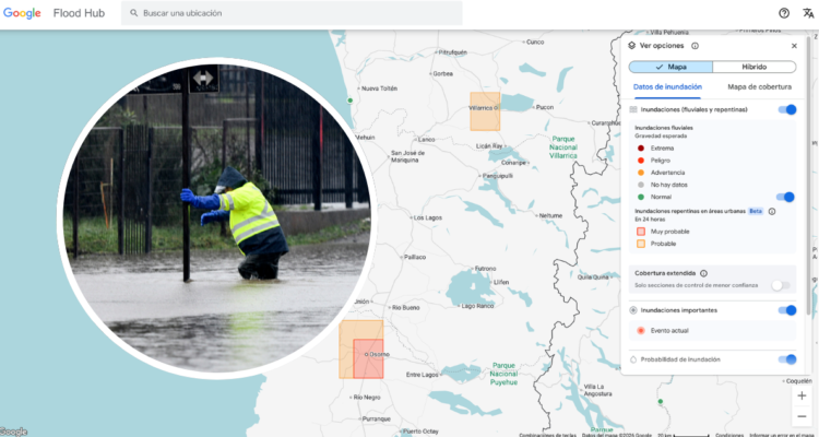 Flood Hub: Google incorpora en Chile sistema que anticipa inundaciones urbanas con 24 horas de aviso