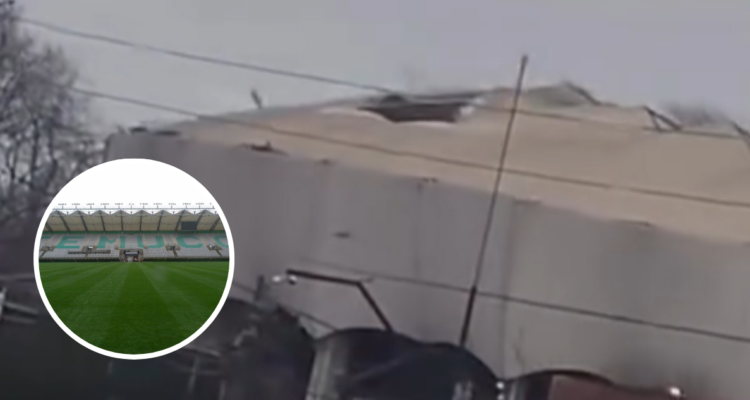 Evalúan daños en Estadio Germán Becker de Temuco tras desprendimiento de techumbre por sistema frontal