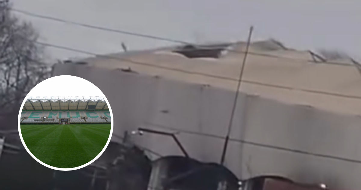 Evalúan daños en Estadio Germán Becker de Temuco tras desprendimiento de techumbre por sistema frontal