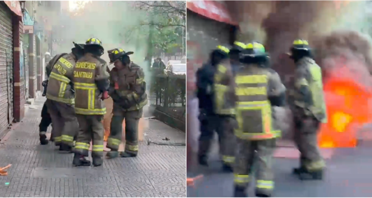 VIDEO | Bomberos trabaja para controlar explosión y fuego en una cámara subterránea de Santiago