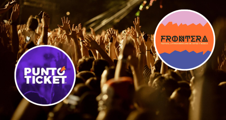 Publico en un festival junto a logos del festival Frontera y PuntoTicket