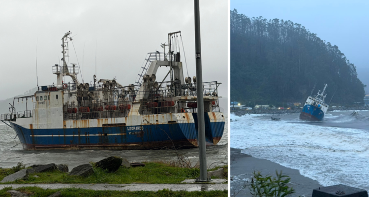 Confirman plan para reflotar pesquero que quedó encallado en Corral producto del fuerte temporal