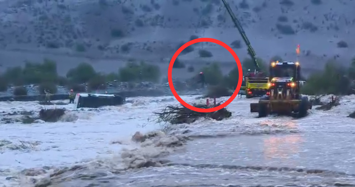 Impactante rescate en río crecido: logran salvar a conductor que quedó sobre techo de su auto