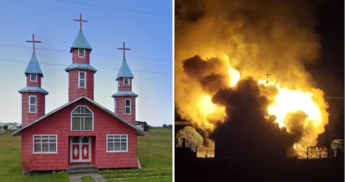 Voraz incendio destruye capilla San Alberto Hurato en Ancud