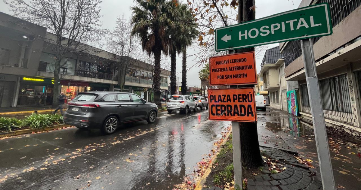 Cortes continúan por obras en la Plaza Perú de Concepción: Paicaví está cerrado a la altura de Cochrane