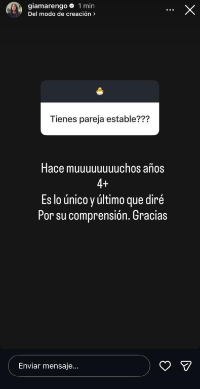 Instagram Storie de Gianella Marengo