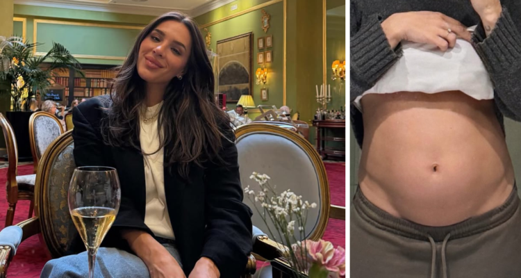 Gianella Marengo junto a fotografía de su embarazo