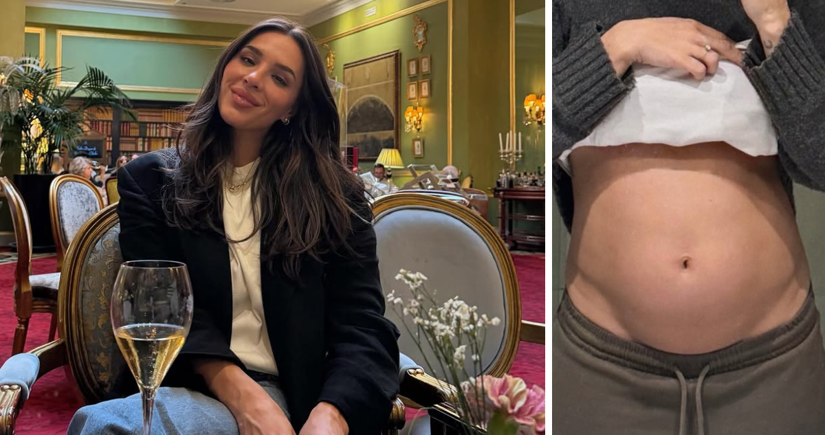 Gianella Marengo junto a fotografía de su embarazo