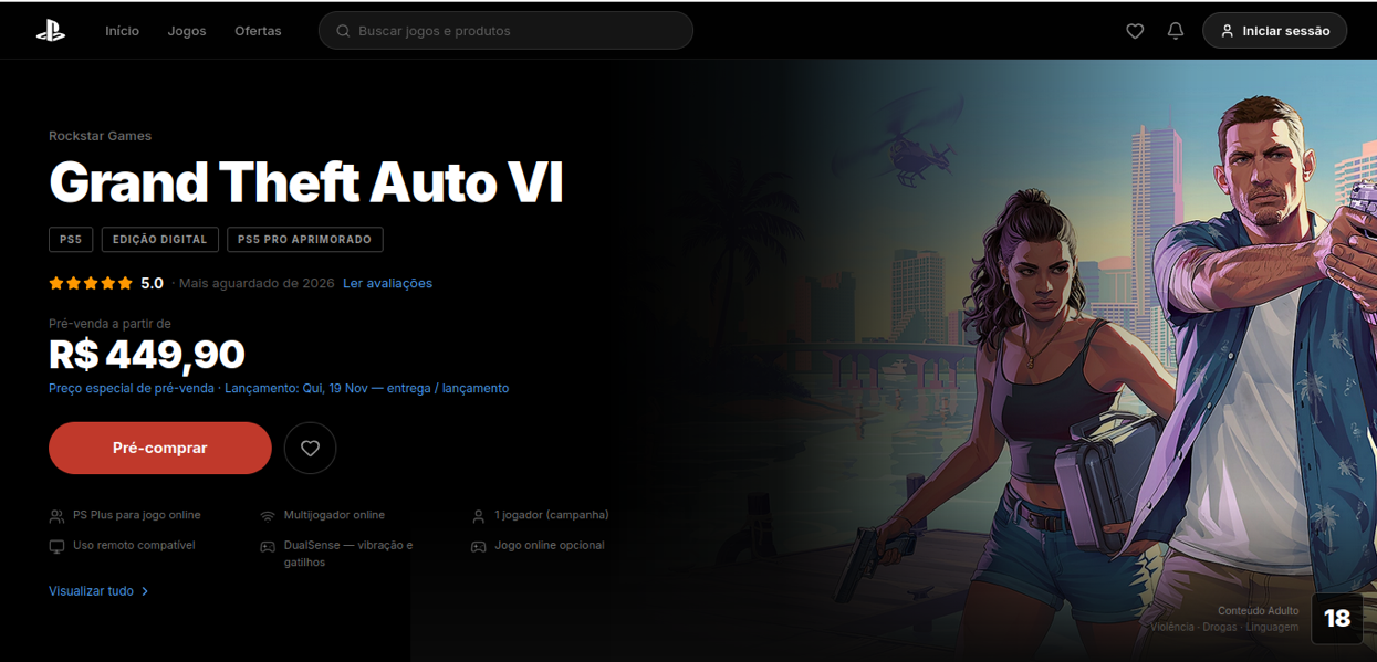 Sitio web simula compra de GTA VI en la tienda de PlayStation.
