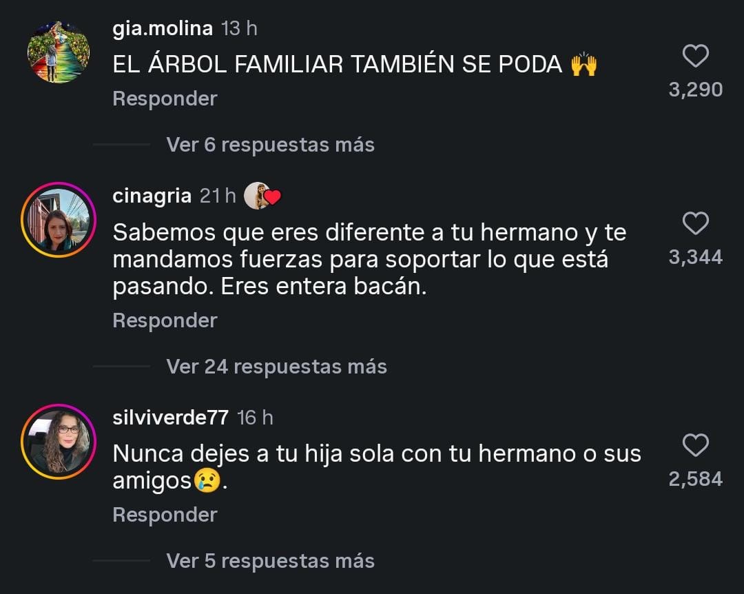Actriz María Gracia Omegna recibe ola de apoyo en redes y reacciona a comentarios contra su hermano