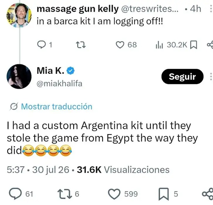 Exestrella porno Mia Khalifa reveló por qué odia a Messi y la selección argentina tras ataque en redes