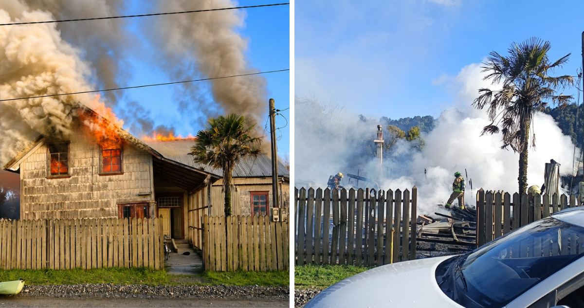 Incendio destruye centenaria casona en sector rural de Puerto Montt: la usaba iglesia luterana
