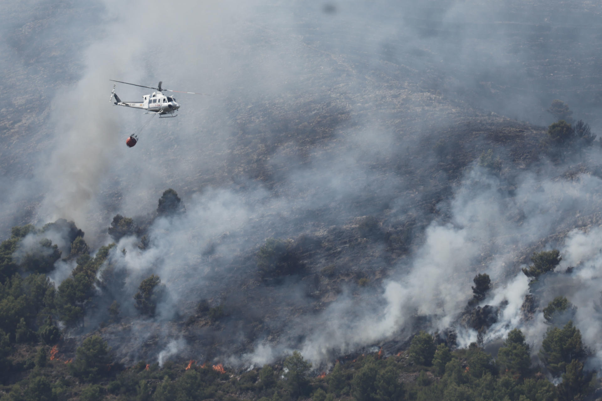 Vista del incendio de La Vall d’Uixò (Castellón)