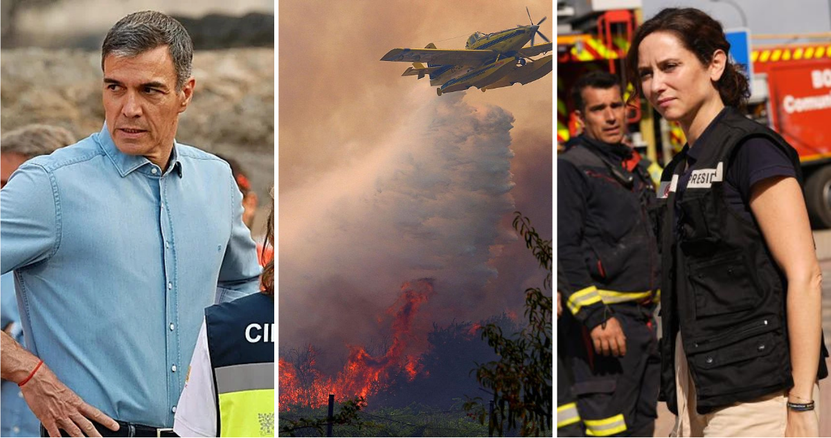 Crisis políticas por incendios en España (Izquierda presidente Pedro Sánchez – derecha Isabel Díaz Ayuso)
