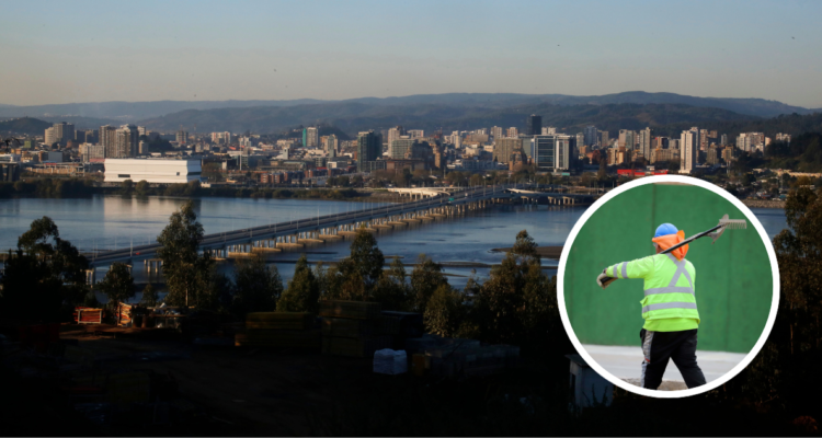 Panorámica de Concepción y foto de contexto de trabajador.