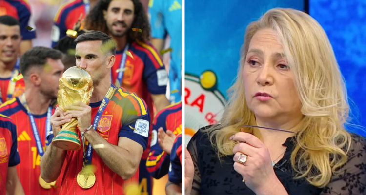Latife Soto y selección de España ganando el Mundial 2026
