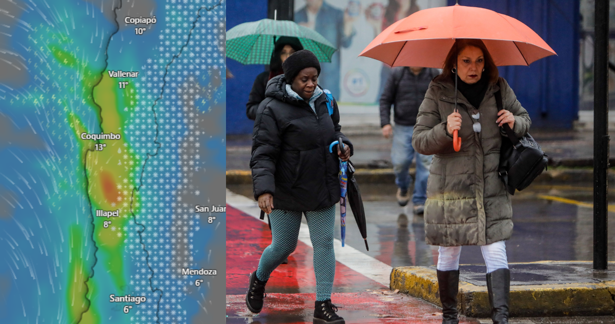 Nuevos sistemas frontales dejarían lluvias en Santiago, Norte Chico y zona central este lunes y martes