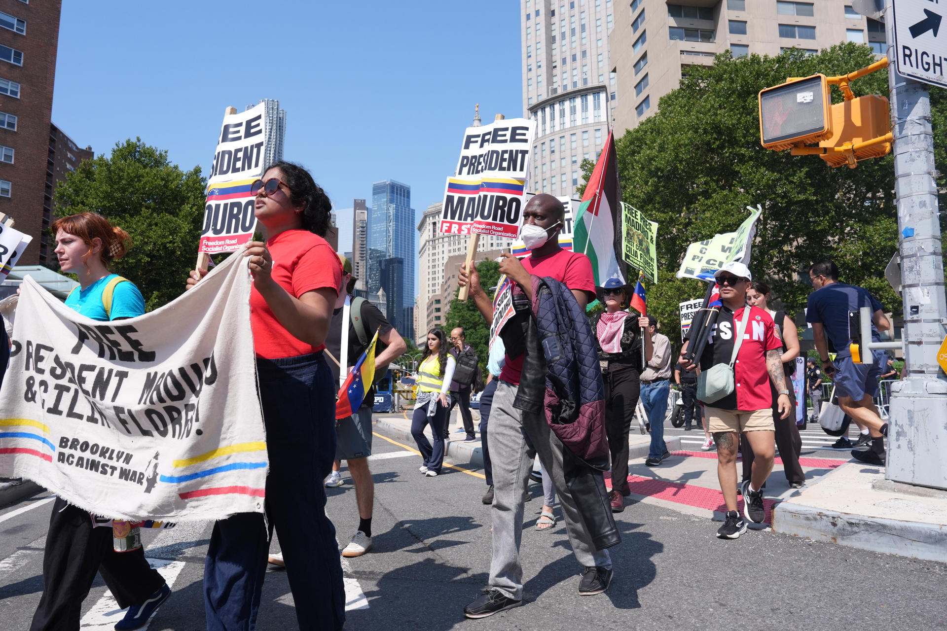 Adherentes de Nicolás Maduro en las inmediaciones de la Corte Federal del Distrito Sur de Nueva York