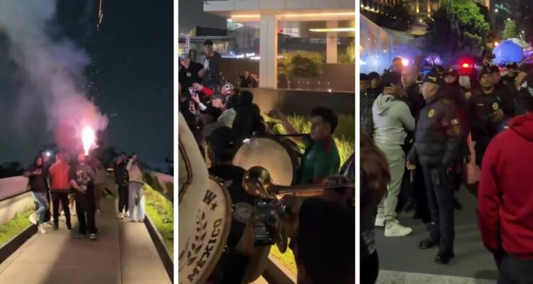 Música y fuegos artificiales: hinchas mexicanos irrumpen sueño de Inglaterra previo a duelo de Mundial