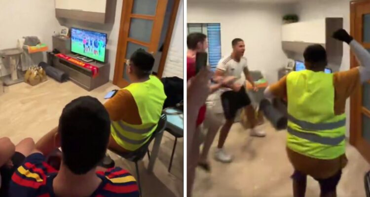 Repartió buena suerte: delivery llegó justo antes del penal en España y clientes celebraron con él