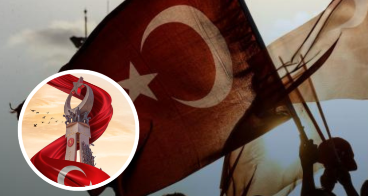 Monumento y bandera de Turquía