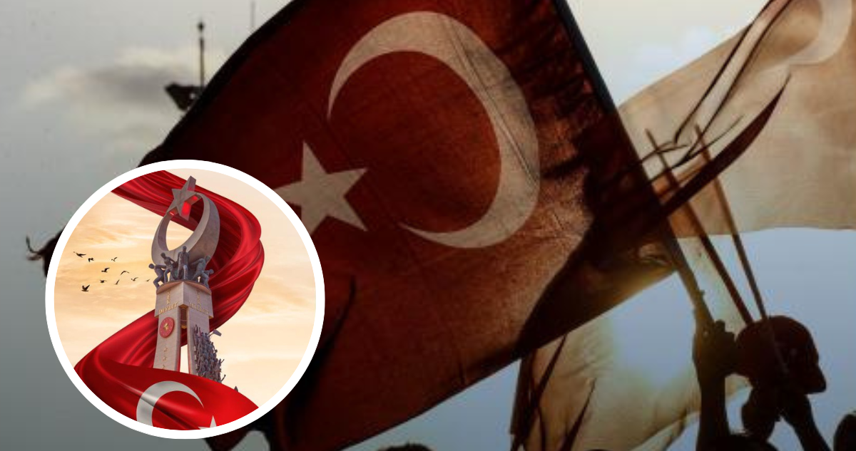 Monumento y bandera de Turquía