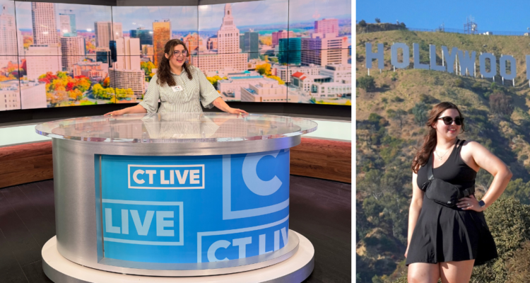 Patricia Doña junto a su negocio de Matcha en NBC CT Live