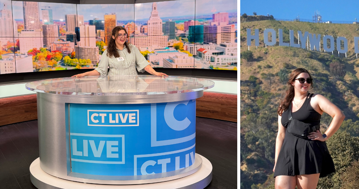 Patricia Doña junto a su negocio de Matcha en NBC CT Live