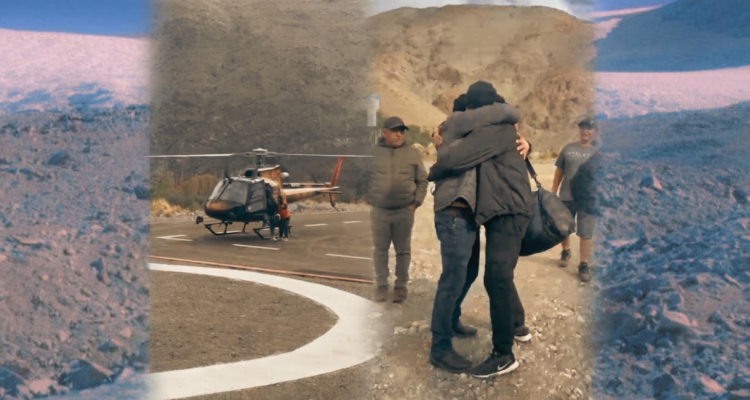 Capturas de video y montaña de fondo.