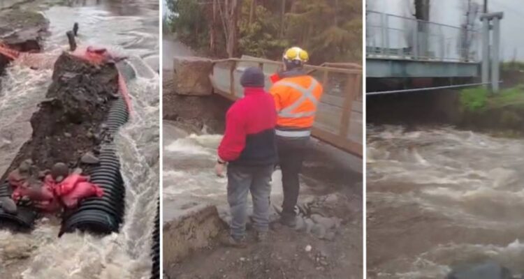 Alerta en Los Ángeles ante aumento del caudal del río Cholguahue: puentes alternativos colapsaron