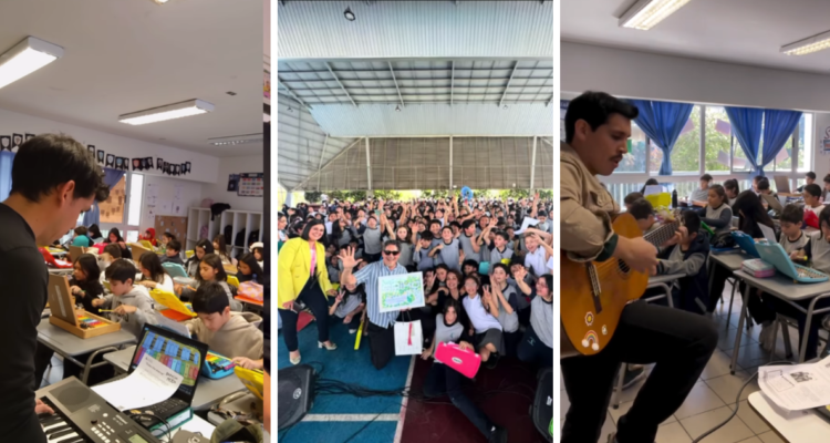 Profesor de música José Bello Escobar y sus alumnos en videos subidos a redes