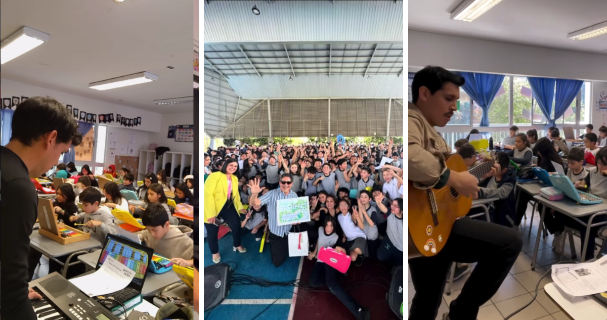 Profesor de música José Bello Escobar y sus alumnos en videos subidos a redes