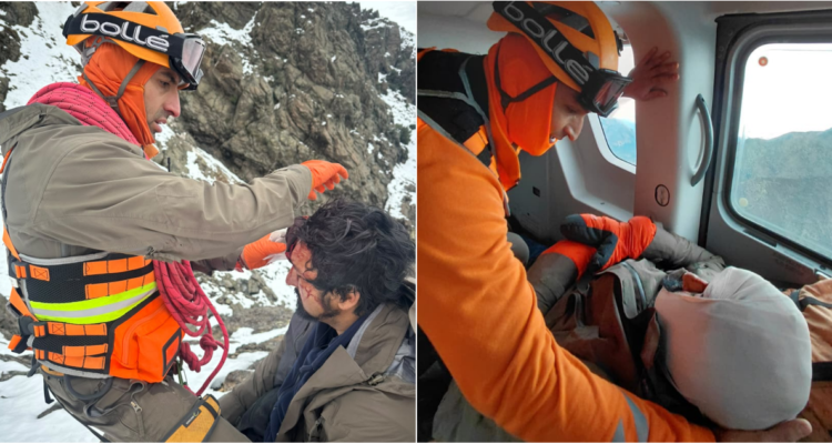 Carabineros rescata a hombre que se lesionó tras caída en el cerro Minilla
