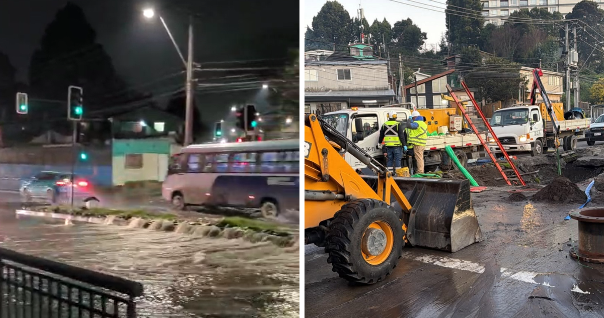 Rotura de tubería mantiene sin agua a sectores del Gran Concepción y provoca desvío en Av. 21 de Mayo