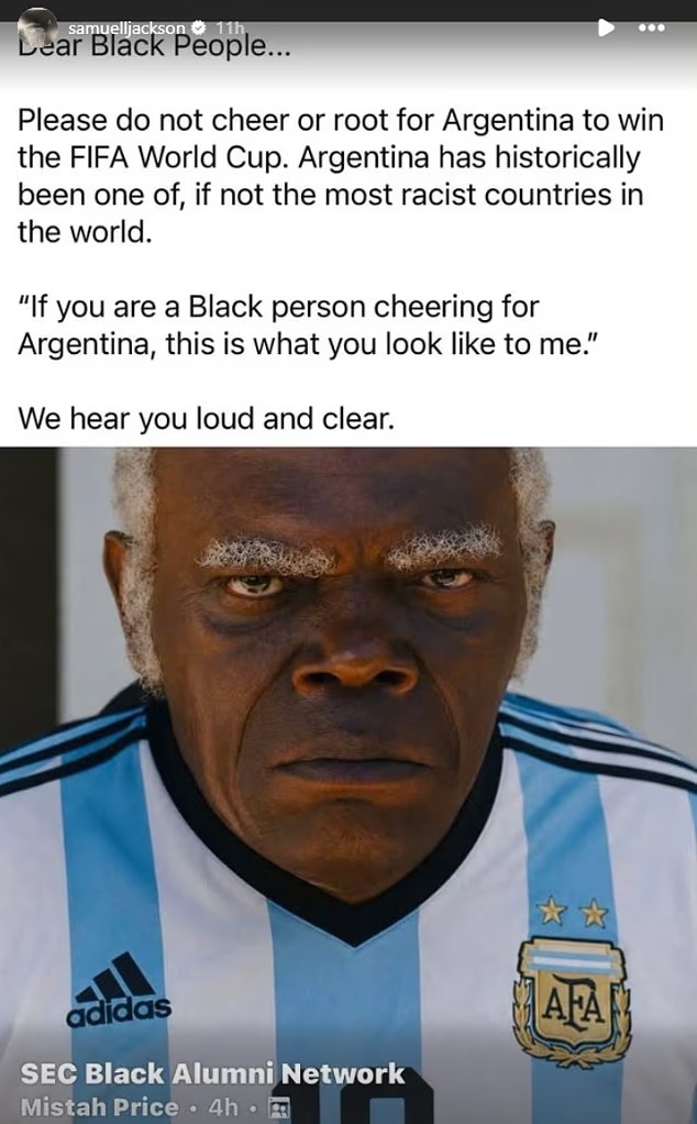 "Históricamente racista": Samuel L. Jackson irrita a los argentinos con potente mensaje