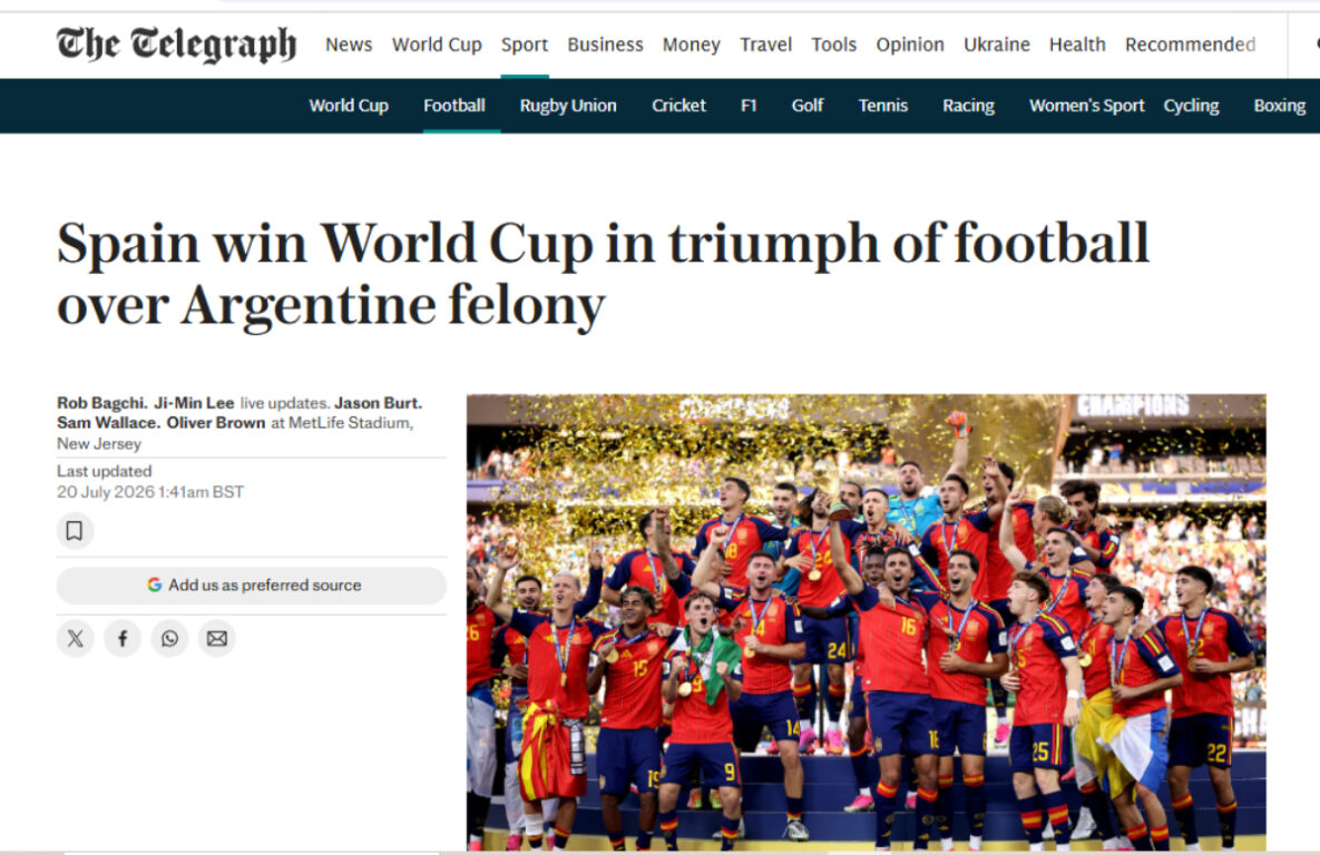 "Un triunfo sobre la delincuencia argentina": The Telegraph publica feroz artículo contra albicelestes