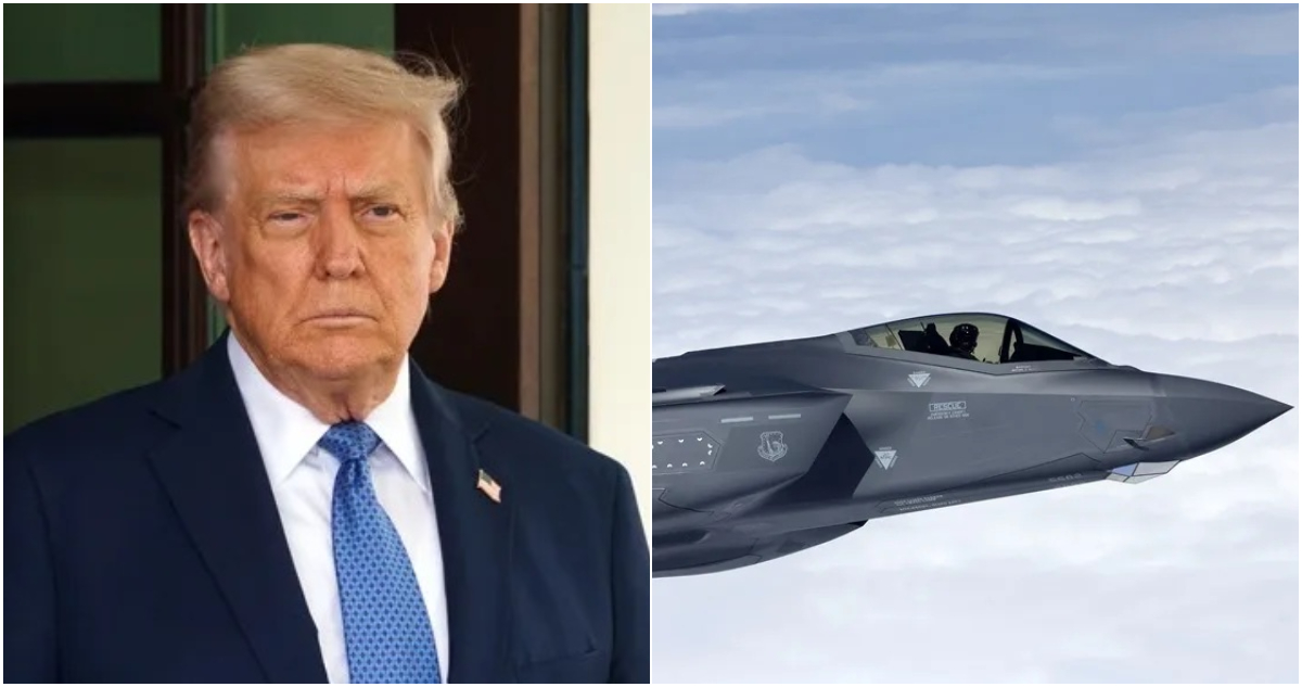 Imagen de archivo del presidente Donald Trump y un F-35