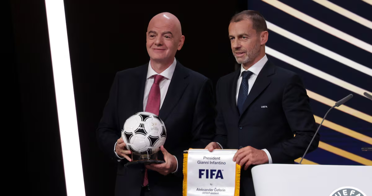 UEFA Alexander Ceferin y presidente de la FIFA Gianni Infantino