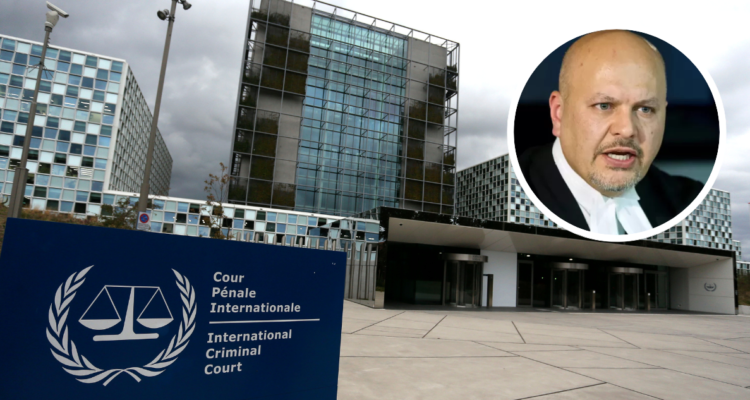 Corte Penal Internacional. Y foto del fiscal destituido de la Corte Penal Internacional, Karim Khan.