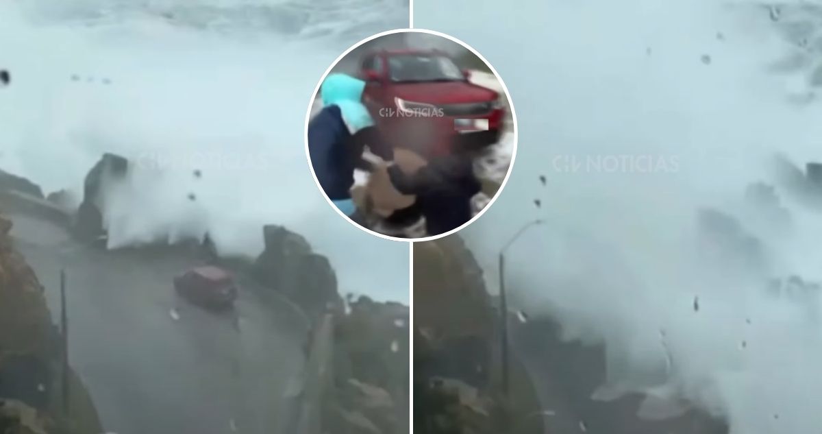 VIDEO | Familia rusa es impactada por una ola en Concón: observaban marejadas en pleno sistema frontal