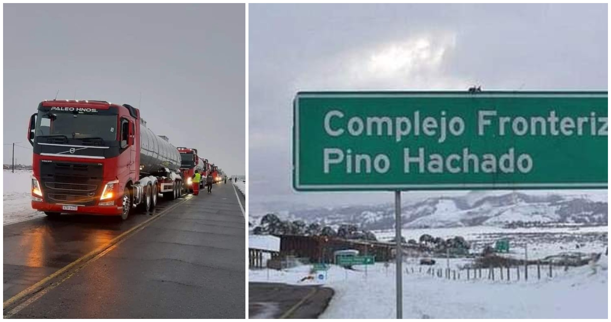 Camiones en paso fronterizo Pino Hachado