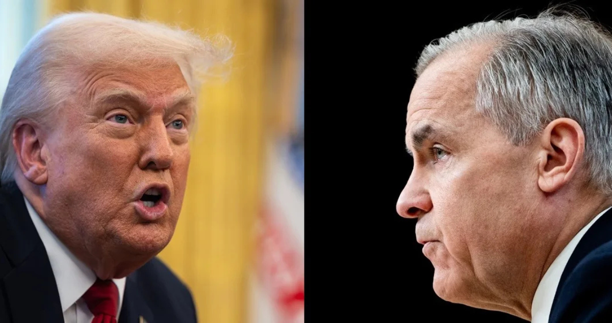 El presidente de EEUU, Donald Trump, y el primer ministro de Canadá, Mark Carney