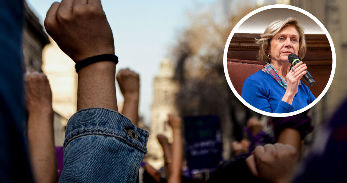 Foto de contexto de manifestación universitaria. Foto de Evelyn Matthei.