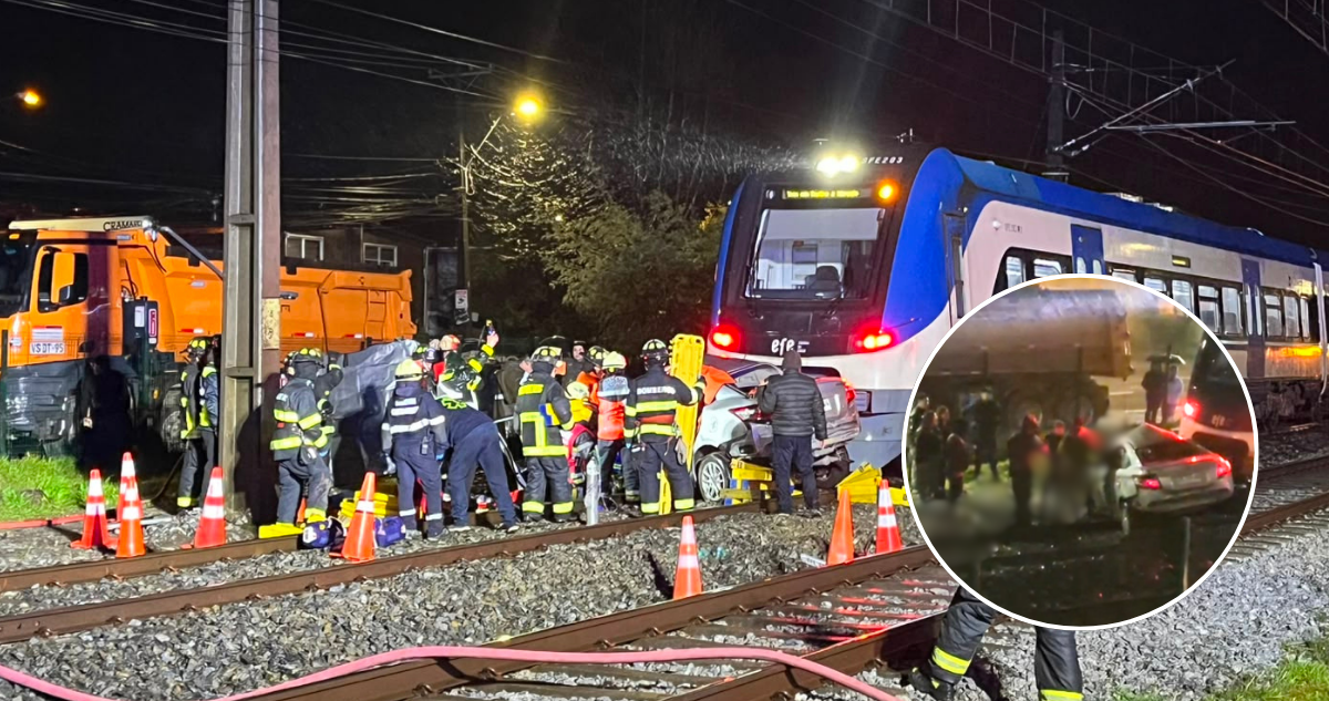 Colisión de Biotren con auto deja un fallecido y una mujer herida de gravedad en Chiguayante