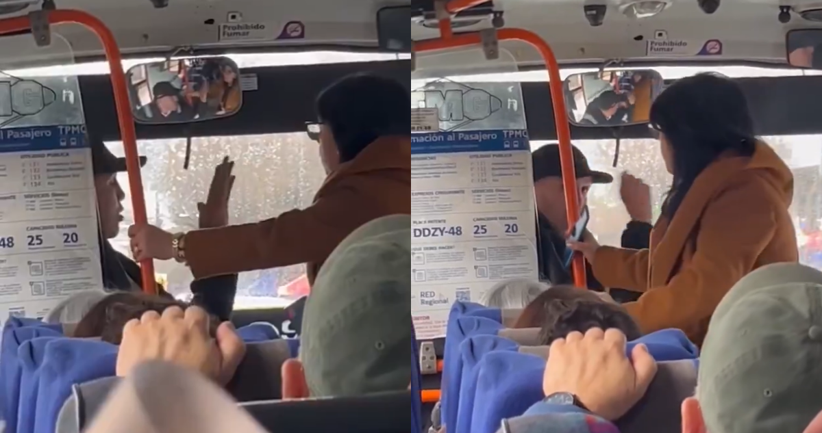 Micrero insulta a mujer que lo acusó de tirar monedas a estudiantes