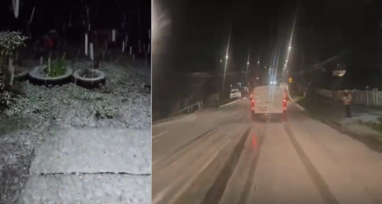 Reportan caída de agua nieve en Carahue, comuna costera de La Araucanía: mismo fenómeno en Victoria