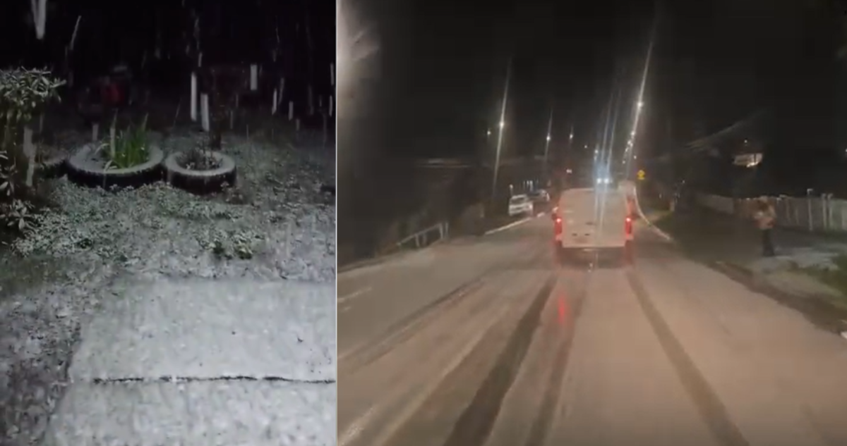 Reportan caída de agua nieve en Carahue, comuna costera de La Araucanía: mismo fenómeno en Victoria