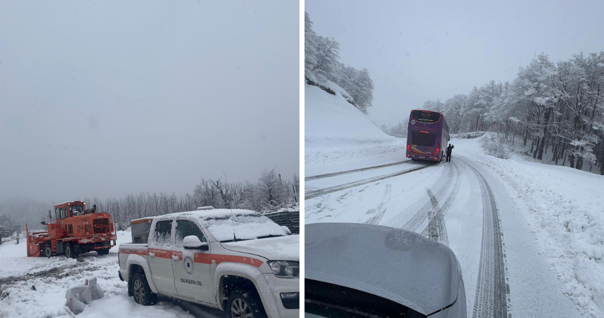 Nevadas en la cordillera obligan a suspender tránsito de camiones por paso Cardenal Samoré en Puyehue