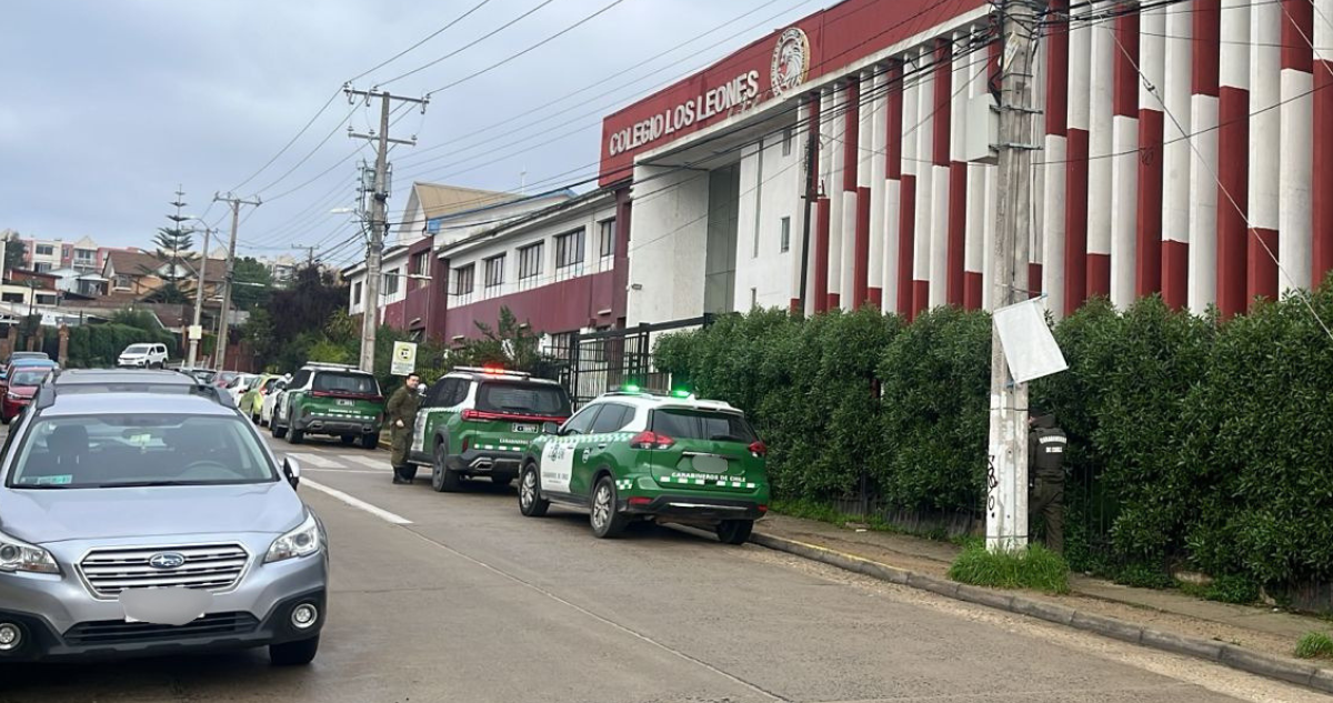 Suspenden las clases en Colegio Los Leones de Quilpué tras amenaza de bomba por correo electrónico