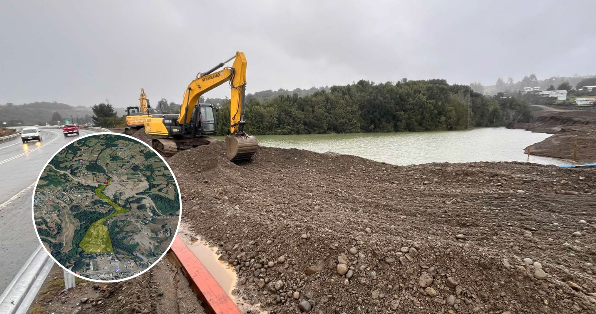 Detectan que particular intervino cauce y erosionó zona de bypass en Castro: declaran Alerta Amarilla